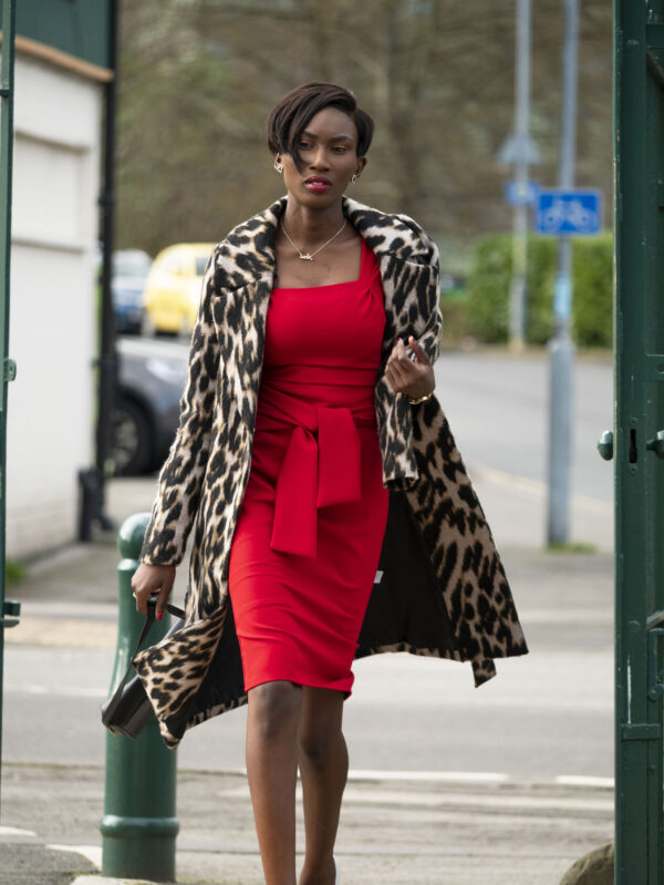 The Valentine's Day Look - red dress and leopard print coat ...