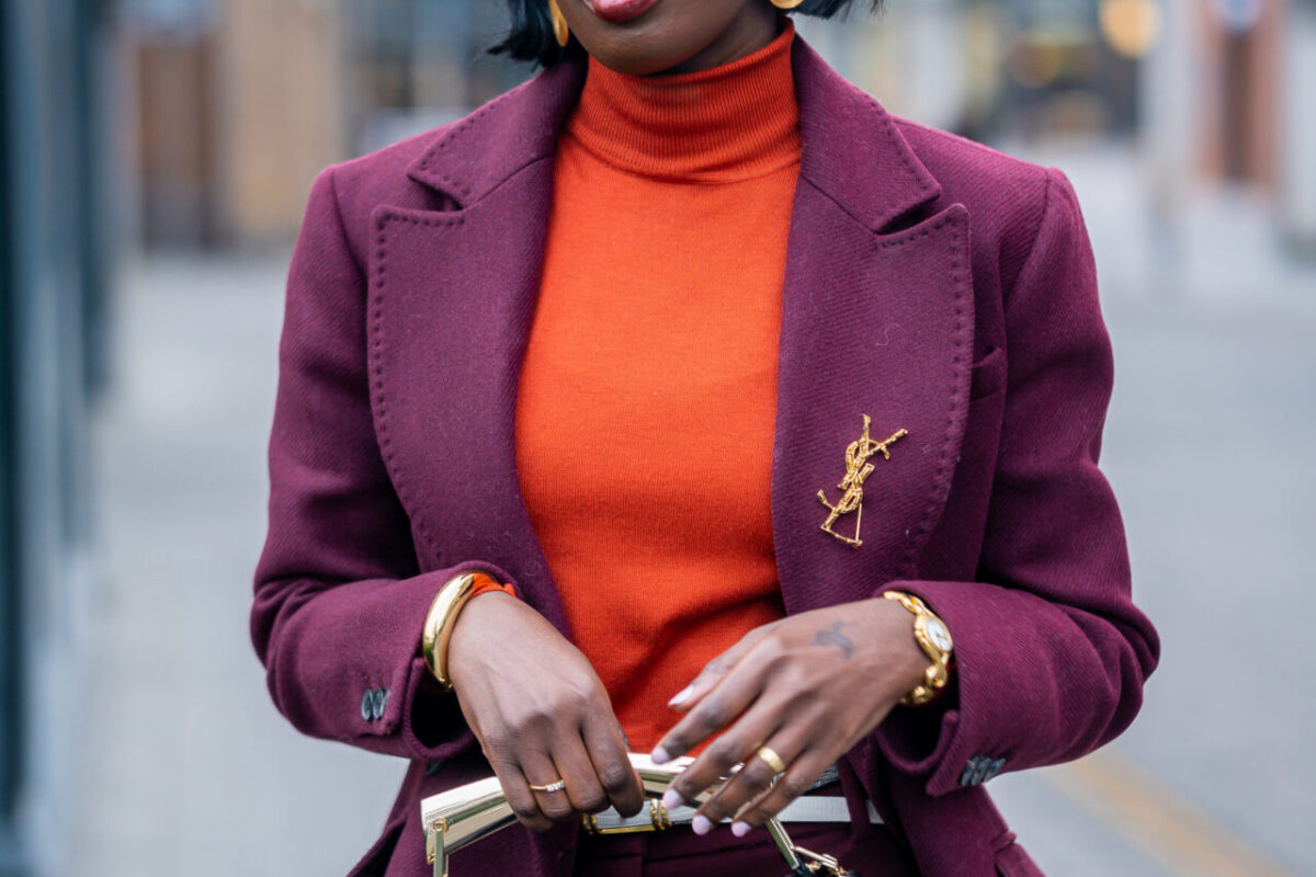ways to wear burgundy trousers to the office