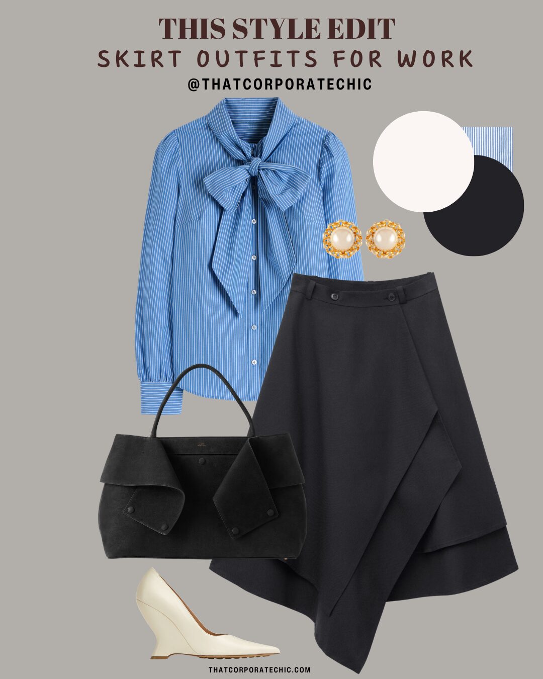 Corporate chic skirt outfit inspiration for work styled by thatcorporatechic.