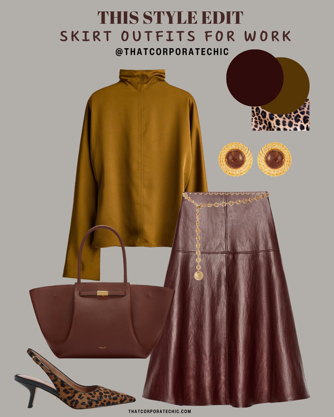 Corporate chic skirt outfit inspiration for work styled by thatcorporatechic