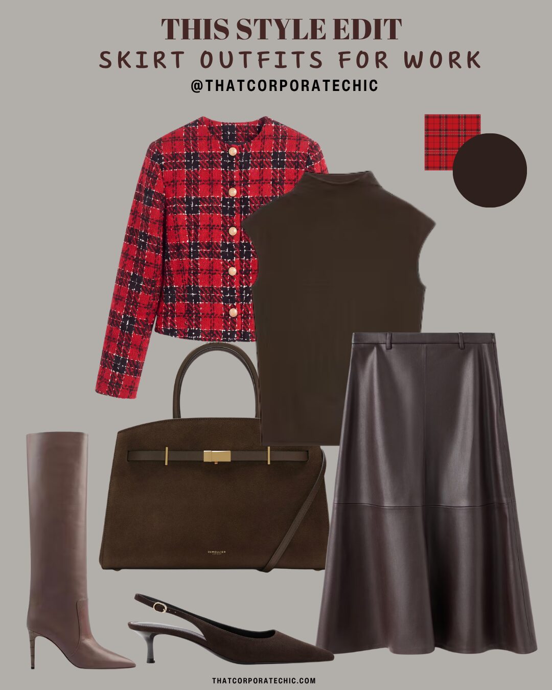 corporate chic skirt outfit inspiration for work styled by thatcorporatechic.