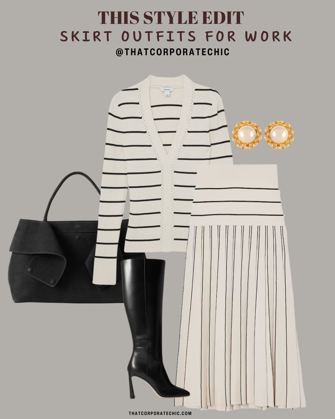 Corporate chic skirt outfit inspiration for work styled by thatcorporatechic.